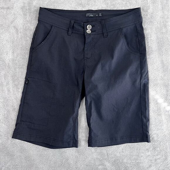 Prana Halle Shorts Women's 6 Black Stretch Performance Outdoor Hiking - Picture 1 of 7